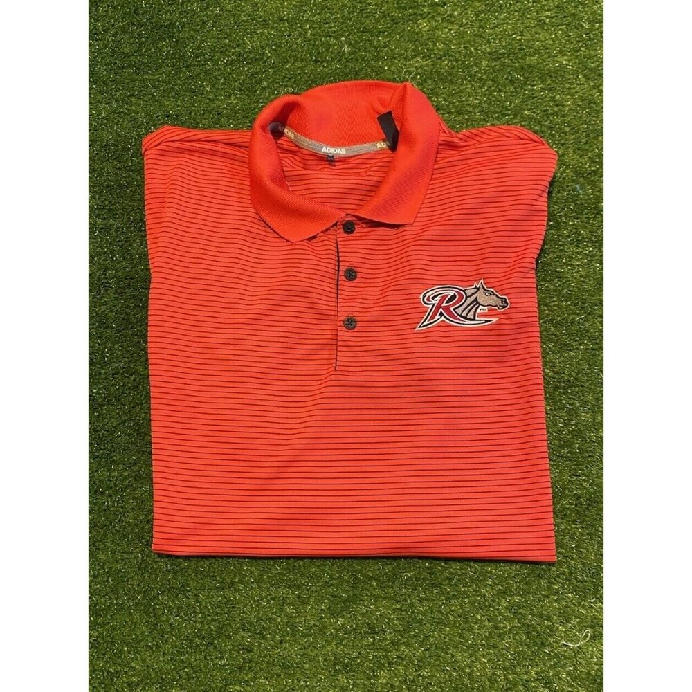 Rider Broncs polo mens large red black adidas striped lightweight basketball U